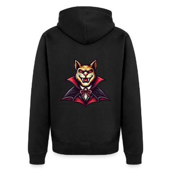 Vampir Katze Lustiges Halloween Outfit - Unisex Premium Bio Zip Hoodie - Schwarz - Hinten - Nico (187cm)