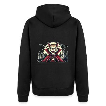 Vampire Cat Cute Halloween Cat Funny - Unisex Premium Organic Zip Hoodie - black - Back - Nico (187cm)