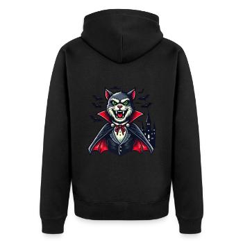 Vampire Cat Cute Halloween Cat - Unisex Premium Organic Zip Hoodie - black - Back - Nico (187cm)