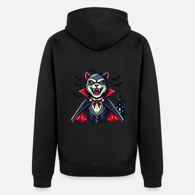 Chat vampire Chat d’Halloween mignon - Veste à capuche bio Premium Unisexe - noir