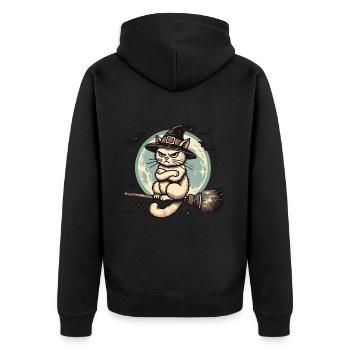 Schlecht Gelaunte Hexenkatze Lustige Magier Katze - Unisex Premium Bio Zip Hoodie - Schwarz - Hinten - Nico (187cm)