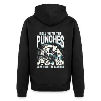 Parkour Parkour Runners - Unisex Premium Organic Zip Hoodie - black - Back - Nico (187cm)