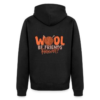 Stricken Häkeln Wool be friends forever - Unisex Premium Bio Zip Hoodie - Schwarz - Hinten - Nico (187cm)