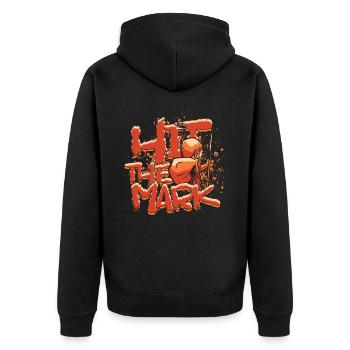 Bogenschießen Bogenschütze Hit the Mark - Unisex Premium Bio Zip Hoodie - Schwarz - Hinten - Nico (187cm)