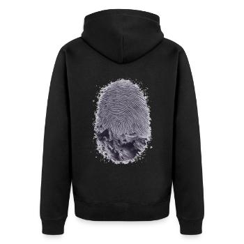 Fingerabdruck der Berge Kunstwerk - Unisex Premium Bio Zip Hoodie - Schwarz - Hinten - Nico (187cm)