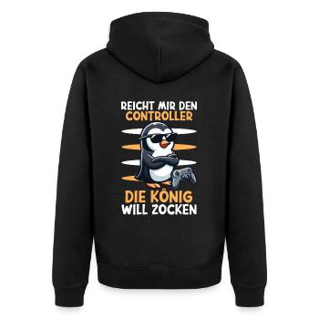 Hands me the controller, the queen wants to play - Unisex Premium Organic Zip Hoodie - black - Back - Nico (187cm)