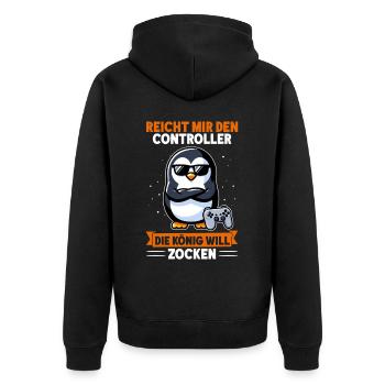 Hands me the controller, the queen wants to play - Unisex Premium Organic Zip Hoodie - black - Back - Nico (187cm)