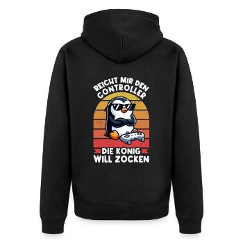 Hands me the controller, the queen wants to play - Unisex Premium Organic Zip Hoodie - black - Back - Nico (187cm)