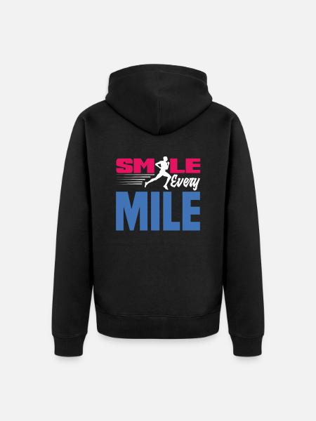 Lächle Bei Jedem Kilometer - Unisex Premium Bio Zip Hoodie - Schwarz