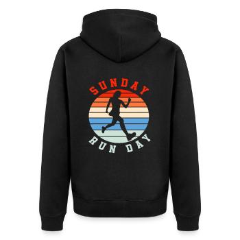Sunday Run Day Runner Silhouette Vintage - Unisex Premium Organic Zip Hoodie - black - Back - Nico (187cm)