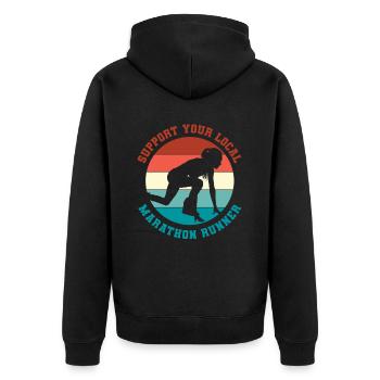Support your local marathon runner - Unisex Premium Organic Zip Hoodie - black - Back - Nico (187cm)