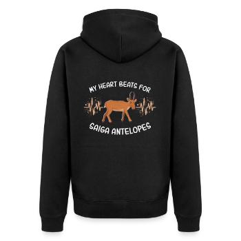 EKG Saiga Antilope Herzlinie - Unisex Premium Bio Zip Hoodie - Schwarz - Hinten - Nico (187cm)