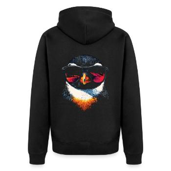 Cool Pinguin Art Sonnenbrille Pinguin Lover - Unisex Premium Bio Zip Hoodie - Schwarz - Hinten - Nico (187cm)