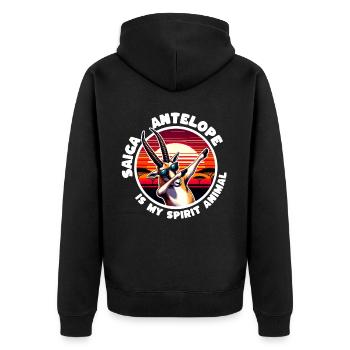Lustige Saiga Antilope Sprüche - Unisex Premium Bio Zip Hoodie - Schwarz - Hinten - Nico (187cm)