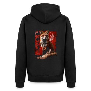 Lustiges Fuchs Fox Kunst Tier Natur Wildtier Tiere - Unisex Premium Bio Zip Hoodie - Schwarz - Hinten - Nico (187cm)