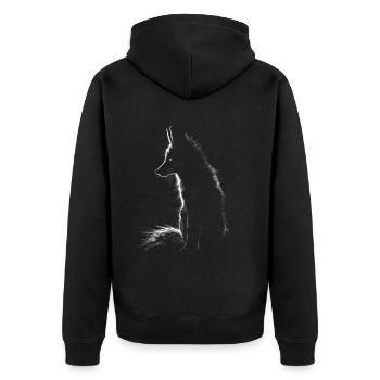 Lustiges Fuchs Fox Kunst Tier Natur Wildtier Tiere - Unisex Premium Bio Zip Hoodie - Schwarz - Hinten - Nico (187cm)