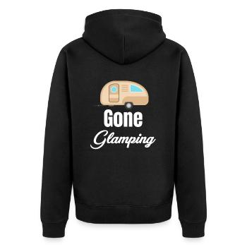 Gone Glamping Glamper Hiker Adventure S'mores - Unisex Premium Bio Zip Hoodie - Schwarz - Hinten - Nico (187cm)