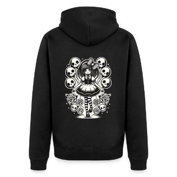 Creepy Emo E-Girl Dark Goth Design - Unisex Premium Organic Zip Hoodie - black - Back - Nico (187cm)