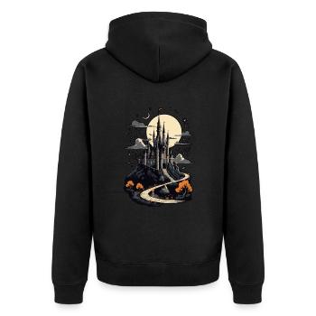 Spooky Haunted Castle Magical Haunted Castle - Unisex Premium Organic Zip Hoodie - black - Back - Nico (187cm)