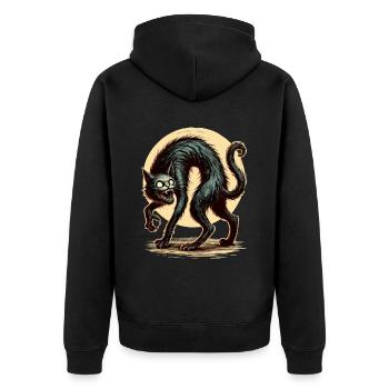 diy haCreepy Cat Black Witch Cat Hallowee - Unisex Premium Organic Zip Hoodie - black - Back - Nico (187cm)