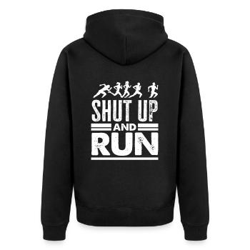 Tais-toi et courir, courir, motive - Veste à capuche bio Premium Unisexe - noir - Dos - Nico (187cm)