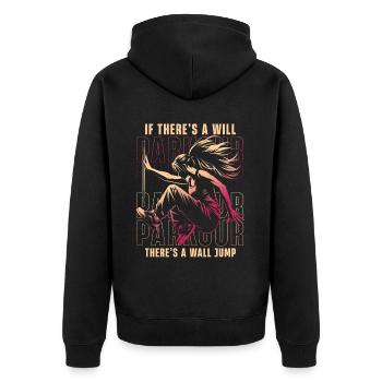 Parkour If there's a will there's a wall jump - Unisex Premium Organic Zip Hoodie - black - Back - Nico (187cm)