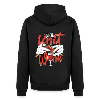 Knitting Crochet Will knit for wine - Unisex Premium Organic Zip Hoodie - black - Back - Nico (187cm)