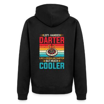 Darts Player Steeldart Funny Dart 180 Darts - Unisex Premium Organic Zip Hoodie - black - Back - Nico (187cm)