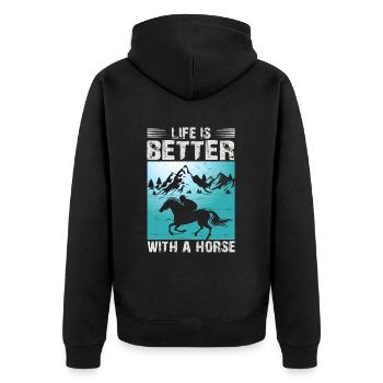Horse Lover Équitation Chevaux - Veste à capuche bio Premium Unisexe - noir - Dos - Nico (187cm)