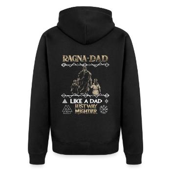 RAGNA-DAD Père viking avec enfants pour la fête des pères - Veste à capuche bio Premium Unisexe - noir - Dos - Nico (187cm)