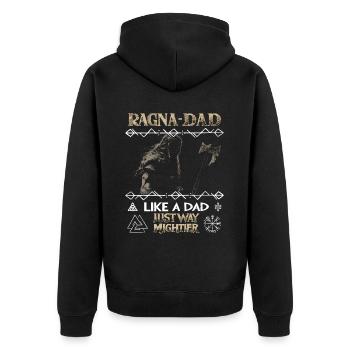 RAGNA-DAD Viking avec hache pour la fête des pères - Veste à capuche bio Premium Unisexe - noir - Dos - Nico (187cm)
