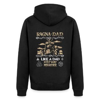 RAGNA-DAD Wikinger mit Kindern für starke Väter - Unisex Premium Bio Zip Hoodie - Schwarz - Hinten - Nico (187cm)