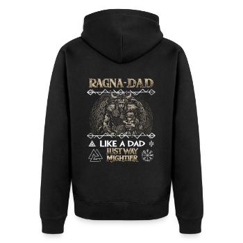 RAGNA-DAD Père viking avec enfant pour la fête des pères - Veste à capuche bio Premium Unisexe - noir - Dos - Nico (187cm)
