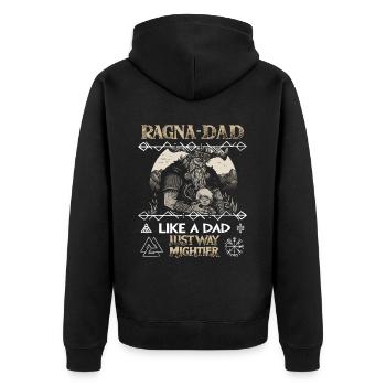 RAGNA-DAD Père viking avec enfant pour la fête des pères - Veste à capuche bio Premium Unisexe - noir - Dos - Nico (187cm)
