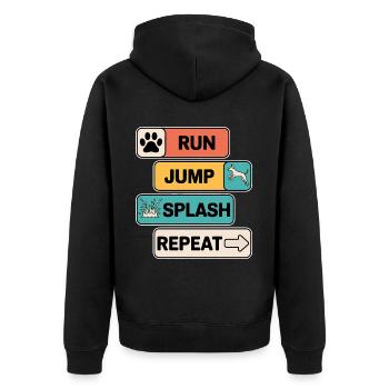 Dock Diving Spruch Dog Diving Dock Diving Geschenk - Unisex Premium Bio Zip Hoodie - Schwarz - Hinten - Nico (187cm)