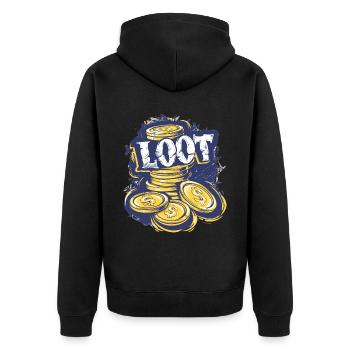 Münzsammler-definition Numismatik - Unisex Premium Bio Zip Hoodie - Schwarz - Hinten - Nico (187cm)