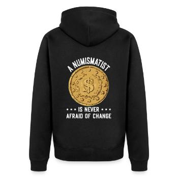 Münzsammler-definition Numismatik - Unisex Premium Bio Zip Hoodie - Schwarz - Hinten - Nico (187cm)