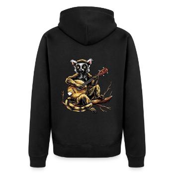 Lemur Ringtail Joueur de banjo bluegrass - Veste à capuche bio Premium Unisexe - noir - Dos - Nico (187cm)