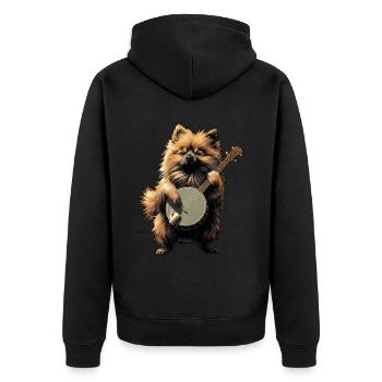 Keeshond Dog Joueur de banjo bluegrass - Veste à capuche bio Premium Unisexe - noir - Dos - Nico (187cm)
