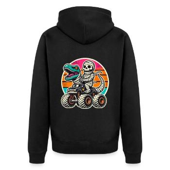 Dinosaurier Auf Monstertruck Motorsport Liebhaber - Unisex Premium Bio Zip Hoodie - Schwarz - Hinten - Nico (187cm)