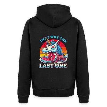 Creepy unicorn lover lust for macabre - Unisex Premium Organic Zip Hoodie - black - Back - Nico (187cm)