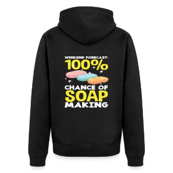 Prédiction du week-end : 100 % de chances de - Veste à capuche bio Premium Unisexe - noir - Dos - Nico (187cm)
