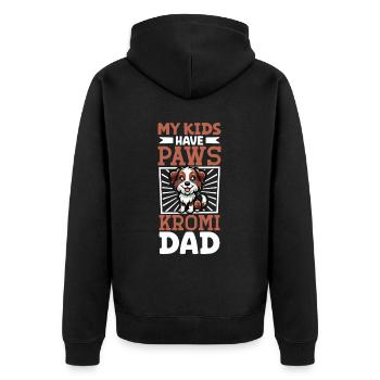 Kromfohrländer Papa - Unisex Premium Bio Zip Hoodie - Schwarz - Hinten - Nico (187cm)
