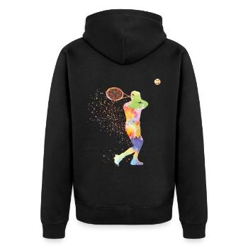 Raquette de joueur de tennis drôle - Veste à capuche bio Premium Unisexe - noir - Dos - Nico (187cm)