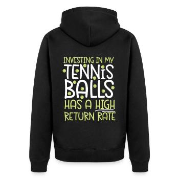 Funny Tennis Player Racket Pun - Unisex Premium Organic Zip Hoodie - black - Back - Nico (187cm)