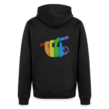 Sloths LGBT Rainbow Pilosa Folivora - Unisex Premium Organic Zip Hoodie - black - Back - Nico (187cm)