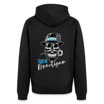Der Bräutigam Lustiges Junggesellenabschied - Unisex Premium Bio Zip Hoodie - Schwarz - Hinten - Nico (187cm)