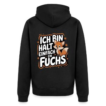 Fuchs Füchse Wildtier Waldtier Rotfuchs - Unisex Premium Bio Zip Hoodie - Schwarz - Hinten - Nico (187cm)