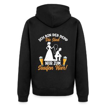 The Groom Funny Bachelor Party - Unisex Premium Organic Zip Hoodie - black - Back - Nico (187cm)