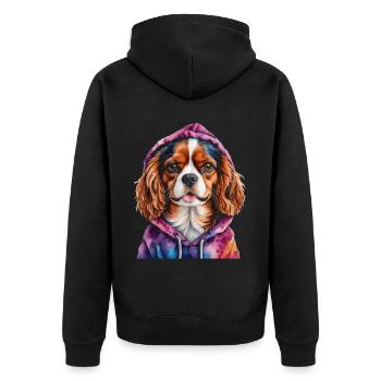 Cavalier King Charles Spaniel Sweat à capuche imprimé chien - Veste à capuche bio Premium Unisexe - noir - Dos - Nico (187cm)